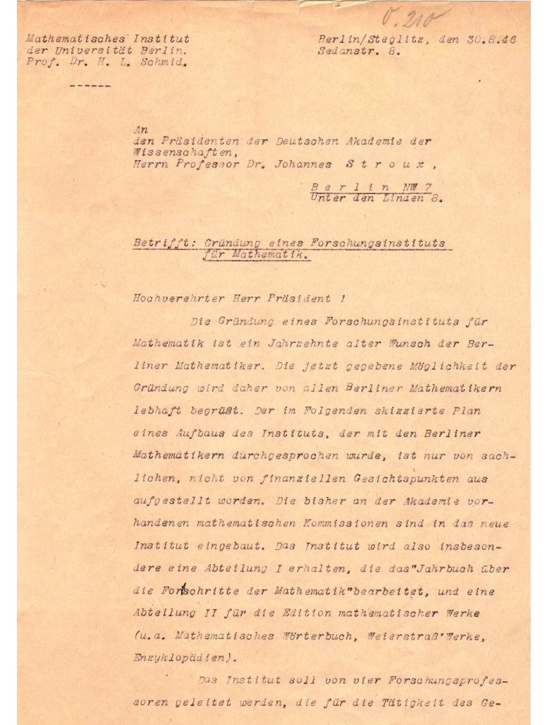Brief von H. L. Schmid an J. Stroux