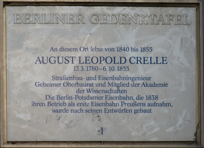 Gedenktafel fuer A. L. Crelle